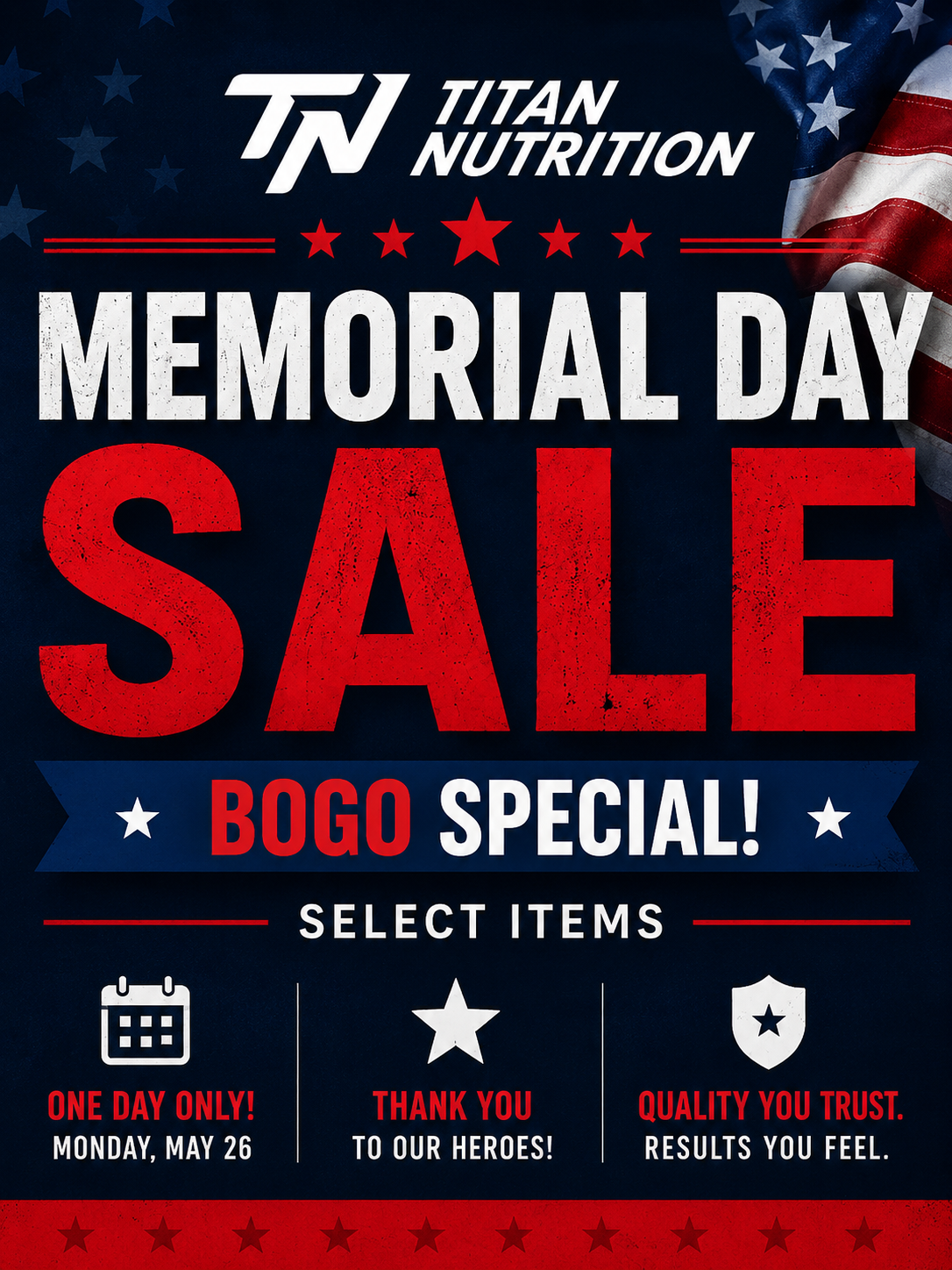 Memorial Day Sale BOGO Specials
